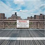 View of Brooklyn Bridge walkway, New York City, New York, USA