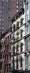 View of brownstones in Soho district of New York City, New York, USA