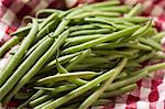 Fresh Green Beans on a Red and White Checked Towel