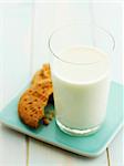 A glass of milk and biscuits