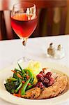 Sliced Duck Breast with Cherries, Mashed Potato and Mixed Vegetables