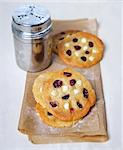 Macadamia nut and cranberry cookies and a sugar shaker