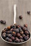 A spoon full of juniper berries