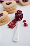 Cranberry jam and heart-shaped biscuits