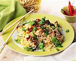 Noodles with chicken, chillies and sesame seeds (Asia)