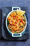 Rice with peas and prawns