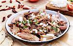 Pork Carnitas with Onion; Tortillas