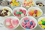 cups of mixed sweets, jellies; chocolates