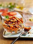 Pasta salad with chorizo and manchego cheese