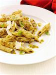 Penne with pesto and parmesan