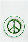 A peace sign made out of peas