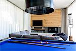 Pool table in a living room