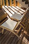 High angle view of two chairs on a terrace