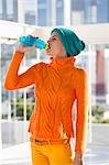 Woman drinking water from a bottle