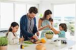 Family preparing food