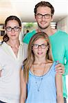 Portrait of a family wearing eyeglasses and smiling