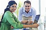 Business people talking at desk