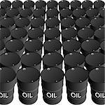 Rows of barrels of oil. The illustration on a white background.