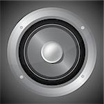 Audio speaker isolated on black background, vector illustration