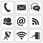 Set of modern communication signs and icons. Vector illustration