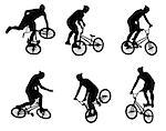stunt bicyclist silhouettes - vector