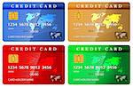 4 color credit or debit card design template. Vector illustration