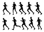 10 high quality marathon runners silhouettes - vector