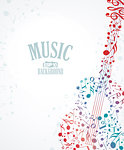 Vector musical background with colored notes