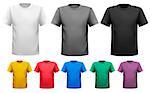 Black and white and color men t-shirts. Design template. Vector