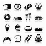 Vector icons set isolated on white - baking, food, restaurant concept