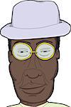 Cartoon of African man with hat and eyeglasses