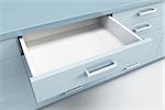 cupboard with opened empty drawer