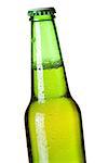 Beer collection - Green beer bottle. Closeup, isolated on white background