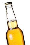 Beer collection - Yellow beer bottle. Closeup, isolated on white background
