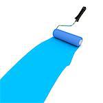 A Colourful 3d Rendered Blue Paint Roller