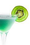 Alcohol cocktail with kiwi in martini glass