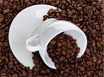 Coffee cup on beans background