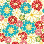 Vector camomiles seamless pattern background with hand drawn colorful flowers.