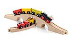 Wooden toy colored train. Isolated on white background
