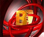 golden letter b in abstract futuristic space - 3d illustration
