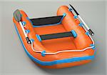 Inflatable boat on grey background