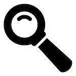 Black vector sign of magnifying glass isolated on white