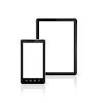 3D mobile phone and digital tablet pc - isolated on white with clipping path