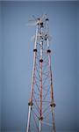 Telecommunications pylons with antenna for TV and mobile phone signals.