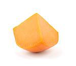 Piece of orange cheese. Isolated on white background