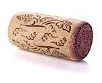 Wine cork with grape illustration. Isolated on white background