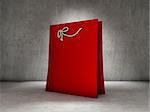 Red shopping bag on concrete background
