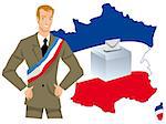 portrait of a politician on a map of France for elections
