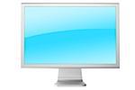 Computer Monitor with blue background. Front view, isolated on white background