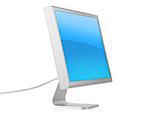 Computer Monitor with blue background. Isolated on white background